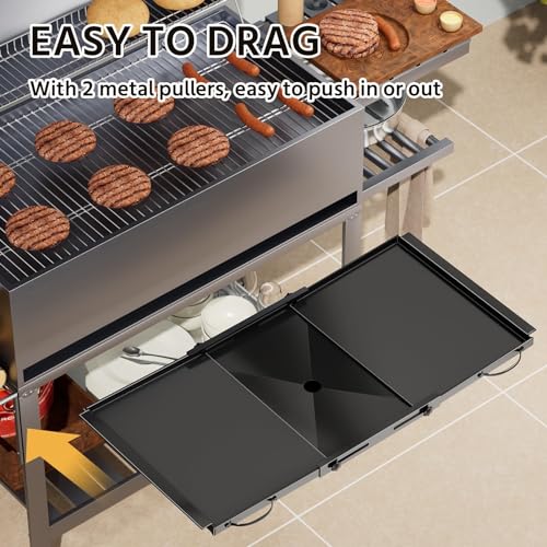 Bomclap Ersatz-Fettauffangschale für Gasgrill, Universal Fettschale mit Auffangschale für 4/5 Brenner Gasgrill, Einstellbare Grillschale Ersatzteile (24-31), Schwarz