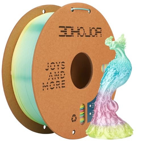3DHoJor Silk PLA 3D Printer Filament 1.75mm Silk Shiny Fast Gradient Color Change Rainbow Multicolor PLA Filament 1kg (2.2lbs) /Spool for FDM 3D Printers-Macaron
