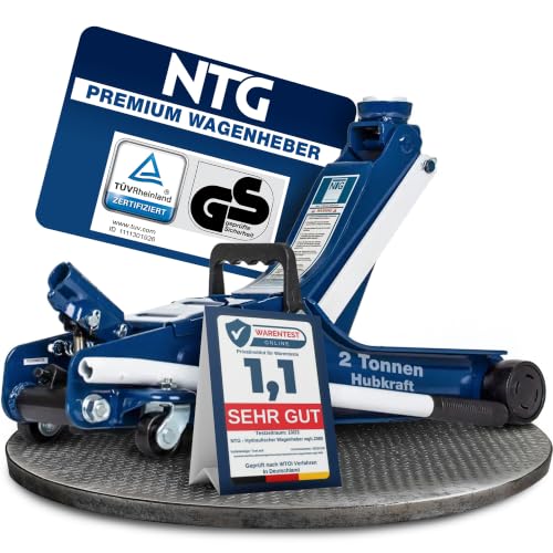 NTG Hydraulischer Wagenheber 2T - TÜV-Zertifiziert 85-375mm Hubhöhe für PKW