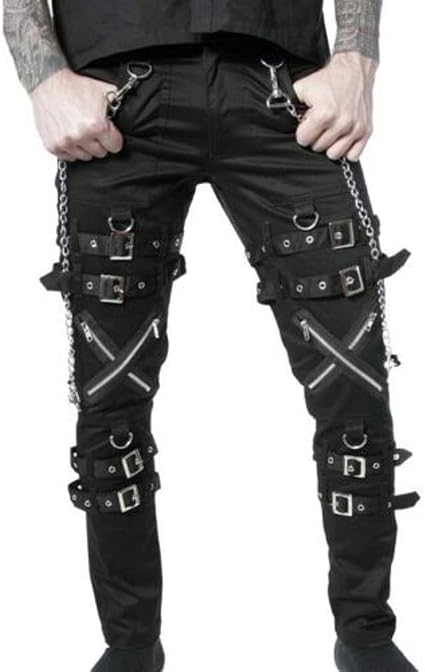 Men's Gothic Bondage Rock Black Punk 