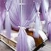 VETHIN 4 Corners Post Princess Bed Canopy Curtain Double Layer Cozy Drape Netting 4 Opening Mosquito Net for Girls & Adults Bedroom Decoration Accessories (Double Purple, 78