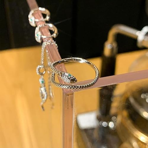 TomSunlight 925 Sterling Silver-plated Adjustable Finger Opening Emerald Eye Snake Ring for Women Vintage Party Jewelry — view 3