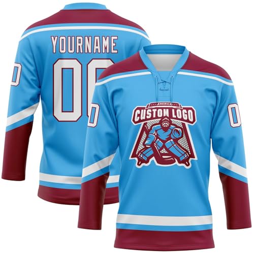 Personalisiertes Hockey-Trikot, personalisiertes Logo, Namennummer, Hockey-Shirts, Trikots, Uniformen für Team, Herren, Damen, Kinder, blau, Einheitsgröße