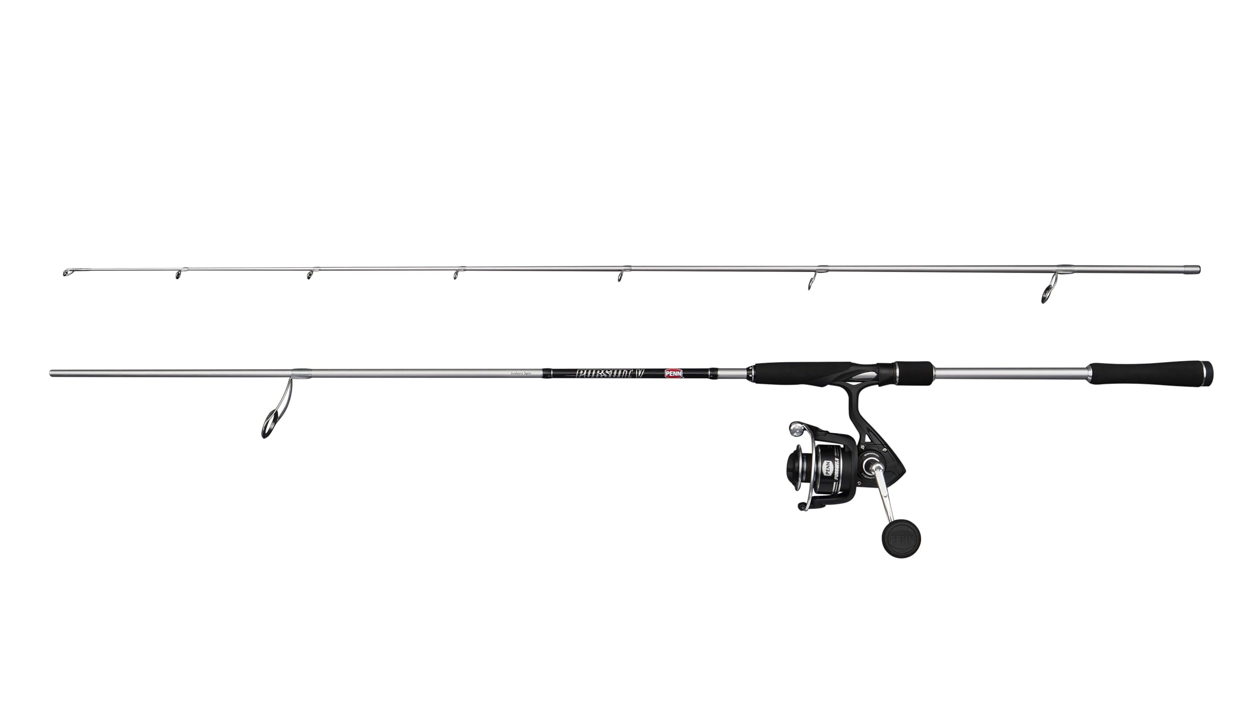 PENN Pursuit V Inshore Spinning Rod & Reel Combo | Saltwater Inshore Fishing Set | Graphite Body | HT-100 Carbon Fiber Drag | 4+1 Sealed Ball Bearings | Lightweight Carbon Blank |4000 | 2.44m | 20-80g
