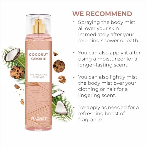 Image of Coconut Cookie Perfume Body Mist Spray Refreshing Long Lasting For Women's Elegant Fragrance Floral Oriental Creamy Cozy Ideal for Everyday Wear(236ml)