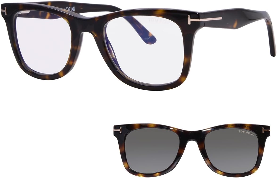 Tom Ford FT5970-B 052 Eyeglasses Men's Dark Havana Full Rim 50mm w/Clip On