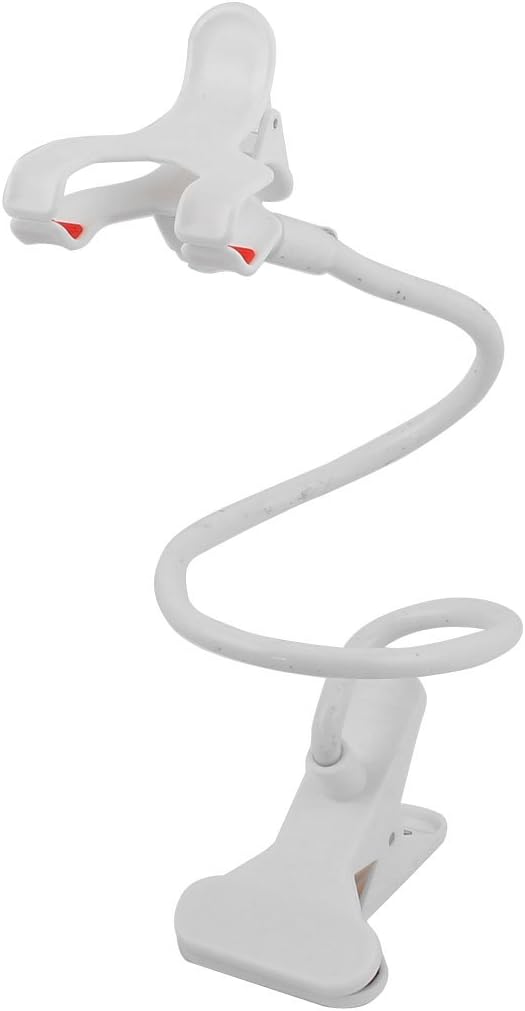 Ruilogod Auto Car Flexible 360 Degree Rotatable Clip Mobile Holder White