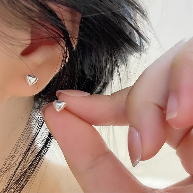 925 Sterling Silver Heart Earrings Studs for Women Sweet Love Studs Earrings - Image 2