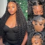 28 Inch Deep Wave Lace Front Wigs Human Hair 200% Density 13×6 HD Transparent Lace Frontal Wigs Human Hair Curly Wigs for Women Pre Plucked with Baby Hair Curly Lace Front Wig Human Hair Natural Color