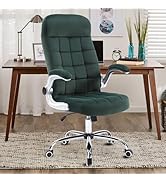 Amazon.com: REFICCER Brown Leather Office Chair with Flip up Arms