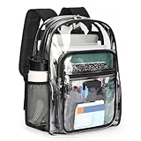 ZORFIN Mochila transparente para la escuela: mochila grande transparente con correas acolchadas, M