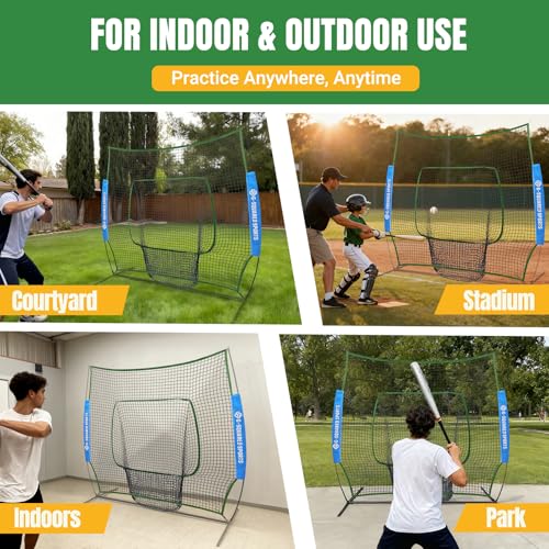 Baseball Practice Net Replacement,7X7 FT (Green) — view 5