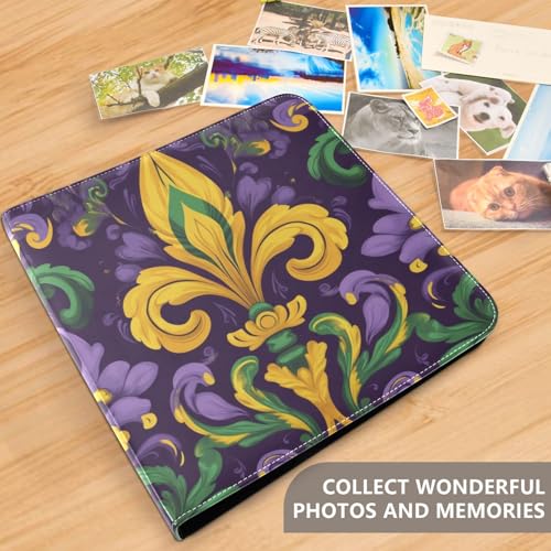 Álbum de fotos Scrapbook autoadhesivo FLildon con patrón Mardi Gras Fleur De Lis, encuadernado de 3 anillos, 40 páginas, tamaño 11.8x11.2 pulgadas miniatura 5