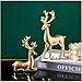 FANTESTICRYAN Small Reindeer Sculpture Resin Christmas Reindeer Elk 2pcs Christmas Home Decor Statues for Living Room, Bedroom, Office Desktop, Cabinets (Golden Small)