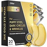 Under Eye Patches (20 Pairs) - 24K Gold Under Eye Mask Anti-Aging Amino Acid & Collagen, Eye Patches for Puffy Eyes, Eye Masks for Dark Circles and Puffiness, Under Eye Masks, CrueltyFree and Vegan
