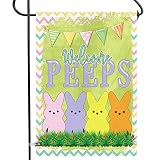 HOMFREEST Easter Garden Flag 12 x 18 Inch Double Sided Welcome Peeps Bunny Yard Flag Easter Rabbit S