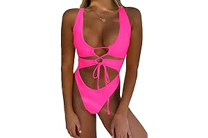 Women's Sexy Cutout Lace-Up High-Cut One-Piece Barbie Swimsuit