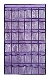 NIMES Hanging Closet Underwear Sock Storage Over The Door Jewelry Organizer 36 Clear Pockets (PURPLE)