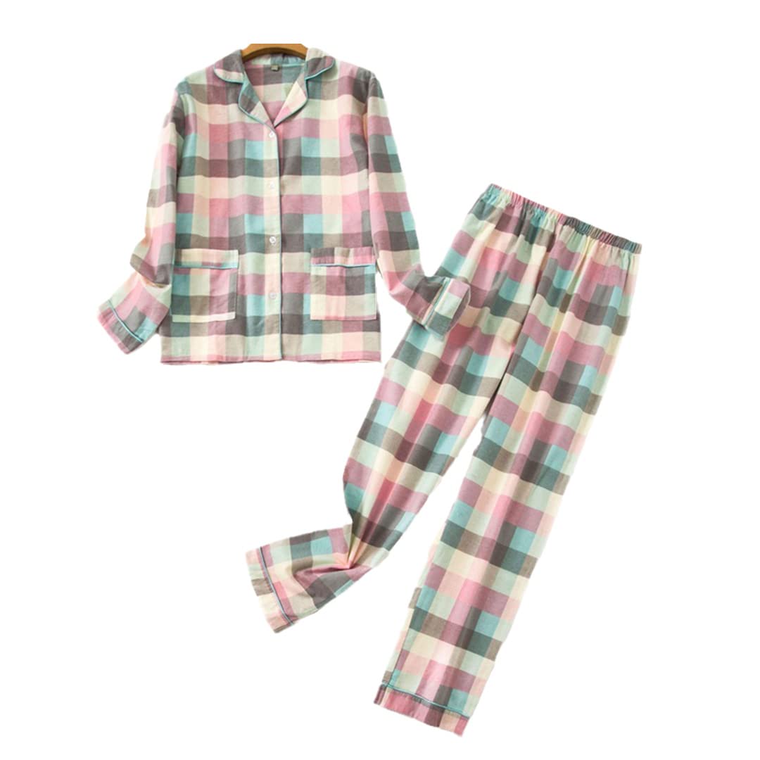 Conjunto de Pijama de Invierno para Mujer,Franela de algodón, Pantalones Largos, Traje para Ropa de Dormir para Mujer, Talla 4, XXL