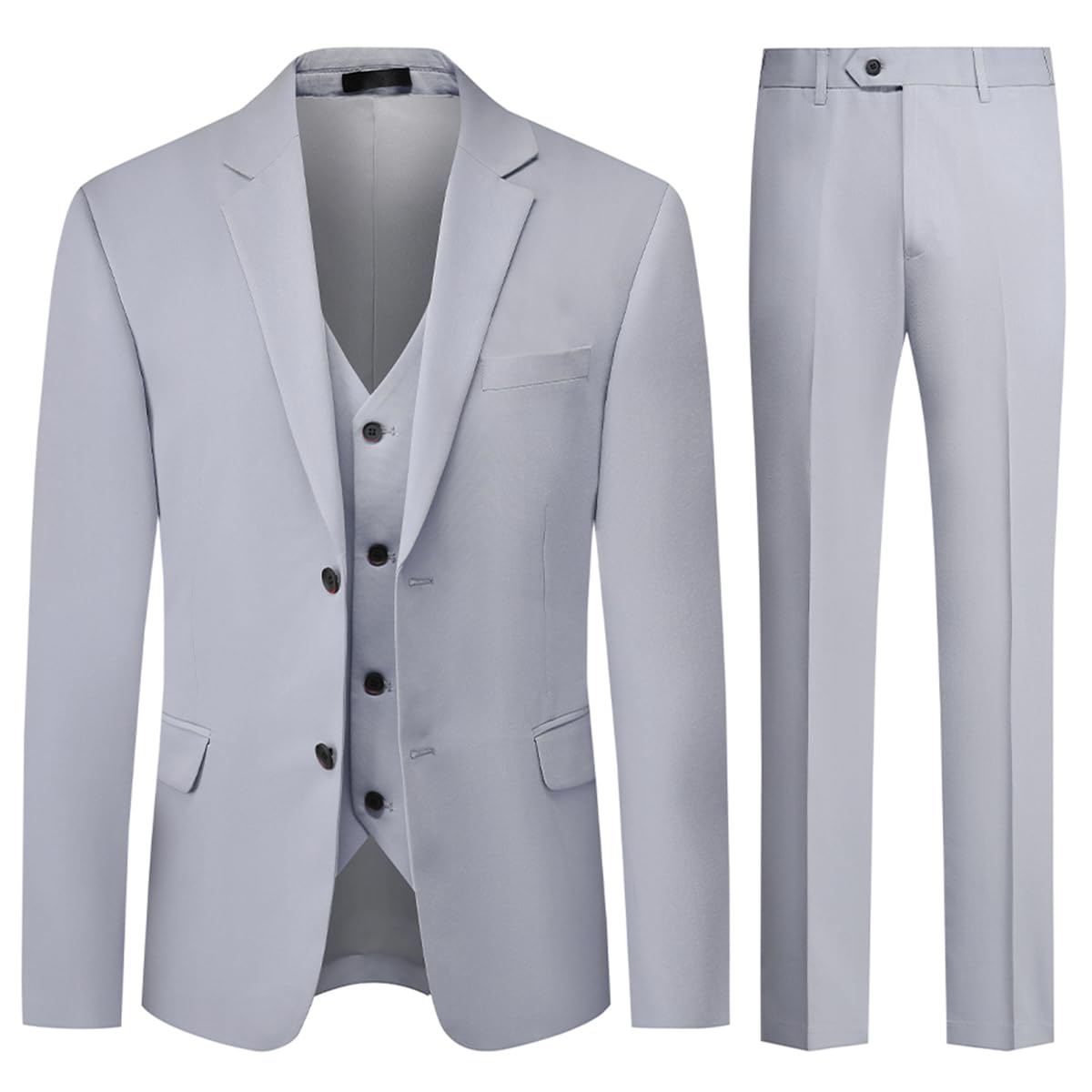 Allthemen Trajes de Hombre Boda 3 Piezas 2 Botones elástico Negocios Formal Chaqueta Color sólido