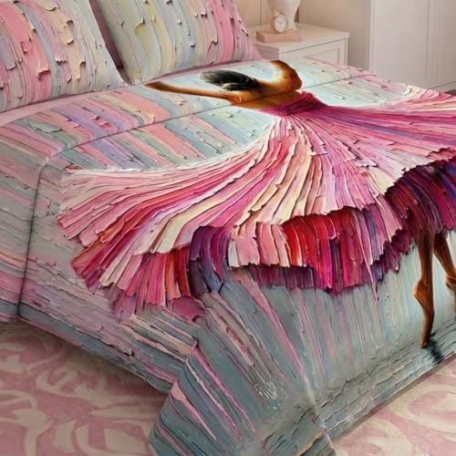 Image of 7D Fairy Tale Dancing Girl Collection Double Bedsheet 90x100 inch with 2 Pillow Covers | Good Stitching, Soft Fabric & Vibrant 7D Digital Print for Kids & Couples (Cream)