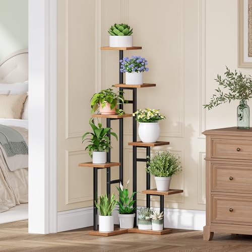 HOOBRO 7-stufiger Pflanzenständer, 120 cm hoch, Blumenständer für Innenräume, quadratisches Pflanzenregal, Blumenhocker… – Ansicht 8