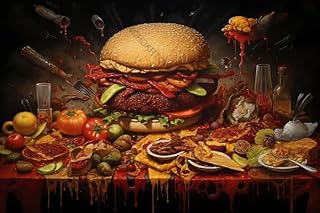 500 Piece Puzzle for Adults Steaks and Burgers On Table with Lettuce Jigsaw Puzzles 500 Pieces Challenging Family Activity Great Gift Idea for Family Friends Hard Puzzle