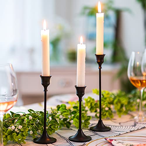 Inweder Candelabros De Metal Negro para Candelabros - Juego De 3 Candelabros Cónicos Candelabros para Centros De Mesa De Boda Decoraciones para El Hogar Cenas para Velas De 2 Cm De Diámetro Cover