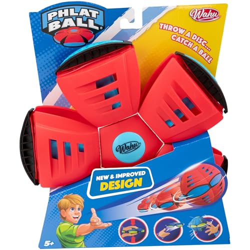 Wahu - PHLAT BALL Classic - Rouge - Frisbee Volant qui se Transforme en Ballon - Jeux Extérieur Enfants Dès 5 Ans - Balle Innovante 15,7cm - Frisbee 22,9 cm...