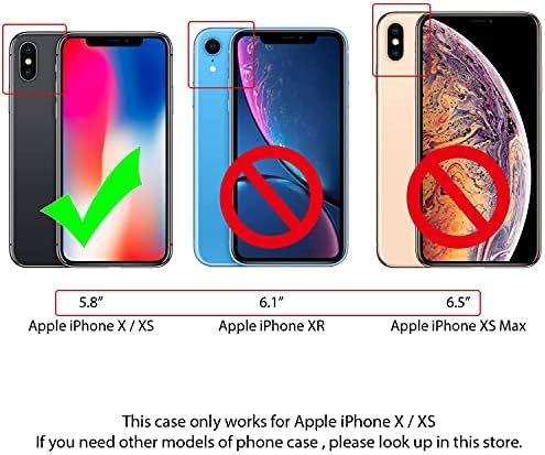 ELESNOW Case Compatible with iPhone X/XS, High-grade Leather Flip Wallet Phone Case Cover for Apple iPhone X/XS (Deep Blue)