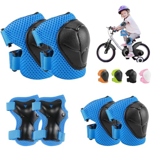 Protection Roller Sets Enfant 6 en 1 Kit de Protection pour Patins à Roulettes avec Genouillères, Coudières et Protège-Poignets, Équipement de protection...