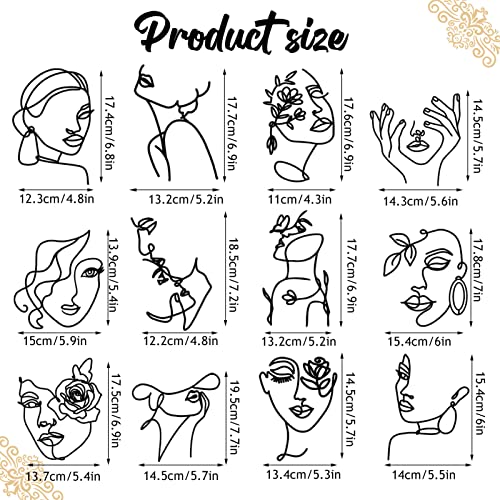12 Pcs Acrylic Lady Face Cake Topper Minimalist Art Happy Birthday Cake Toppers Women Wedding Cake Decoration for Wedding Birthday Party (Black) by HSDSH - Image 2