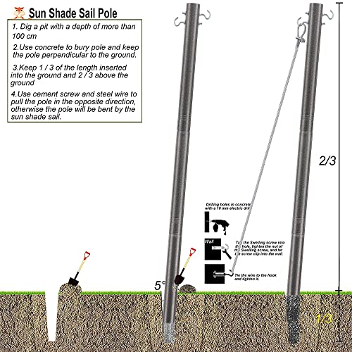 Shade Sail Poles - Heavy Duty Extra Wide Sun Shade Poles - 9Ft Adjustable Sail Shade Pole Kit - Rustproof Canopy Poles For Backyard, Patio, Garden. #TOP6