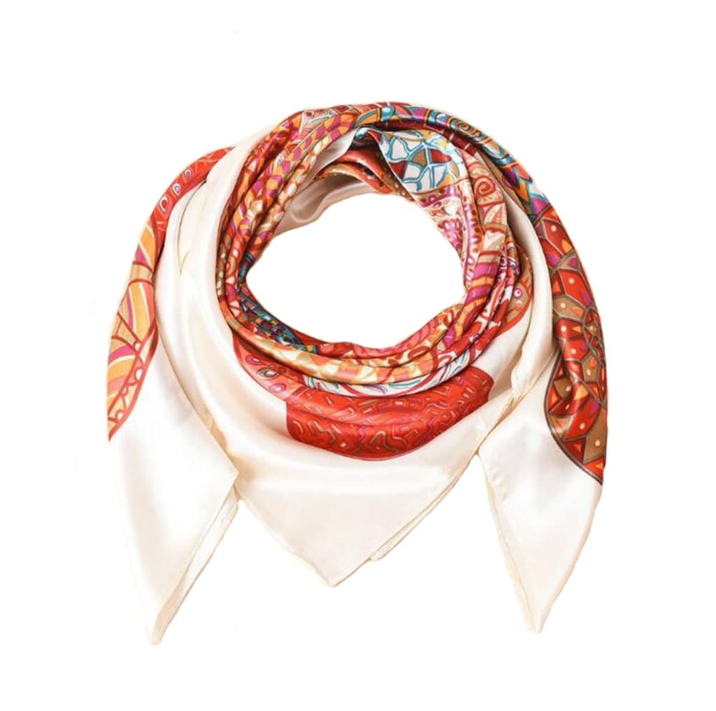 Foulard carré en soie imitation 90x90cm blanc pour femme élégante