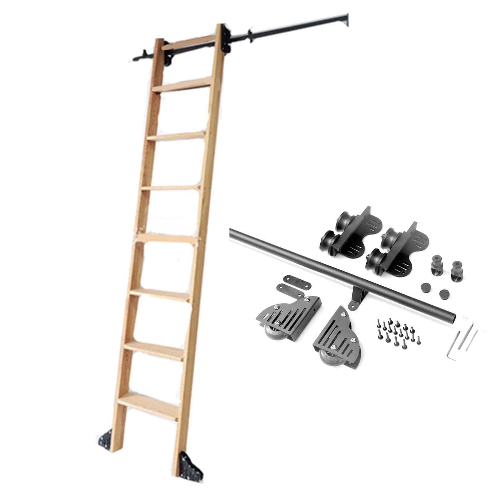 Kit quincaillerie pour échelle coulissante de bibliothèque de 3,3 à 20 pieds rail tube rond