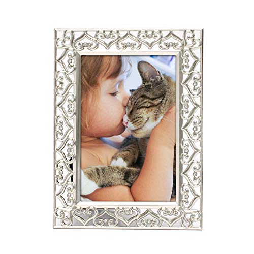 Mimosa Moments Heart Border Metal Picture Frame With Rhinestones Décor(Silver, 4X6) #TOP1