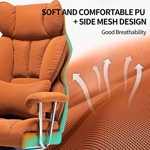 Efomao Desk Office Chair Big High Back Chair Pu Leather Computer Chair Managerial Executive Swivel Chair With Lumbar Support (Khaki) #TOP4