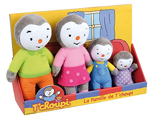 024229 T'CHOUPI 家庭盒子 4 个毛绒玩具 +/- 19 厘米:爸爸、妈妈、T'Choupi 和范妮