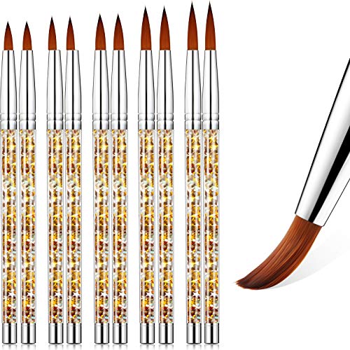 10 Pieces Acrylic Nail Brush Set Sable Nail Art Gel Nail Handle Painting Drawing Pen Nail Art Liner Brush Nail Design Manicure Tool for Salon at Home DIY Manicure (Size 6/8/10/12/14)