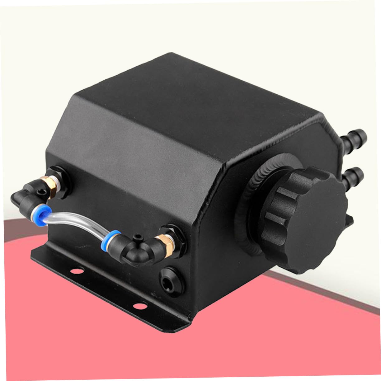 Récupérateur Huile Voiture Aluminium Noir Réservoir Ventilé avec Bouchon Vidange Séparateur Huile et Boues pour Moteur