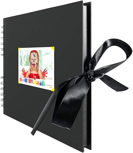 Rocutus Álbum de recortes 116 x 83 in autoadhesivo DIY Scrapbooking 80 páginas negras álbum de fotos páginas de bricolaje ideal para aniversario