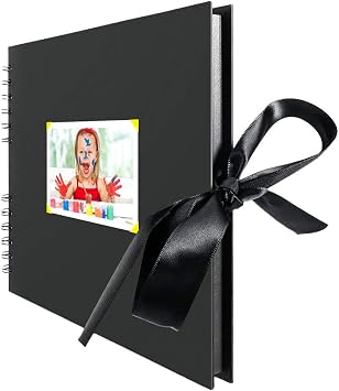 Rocutus Scrapbook Album,11.6 x 8.3 inch Self Adhesive DIY Scrapbooking Kit,80 Pages Black Pages Photo Album,DIY Pages Great for Anniversary, Wedding, Birthday,with Corner Stickers Black