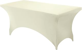 Utopia Kitchen Spandex Table Cloth 1 Pack [6FT, 72Lx30Wx30H Inch, Ivory]