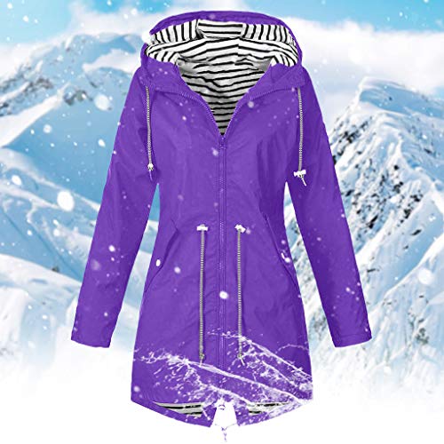 Lutos Women Plussizetrench Raincoats Windbreaker Outdoor Hooded Rain Jacket Waterproof Lightweight Windproof Coats #TOP1