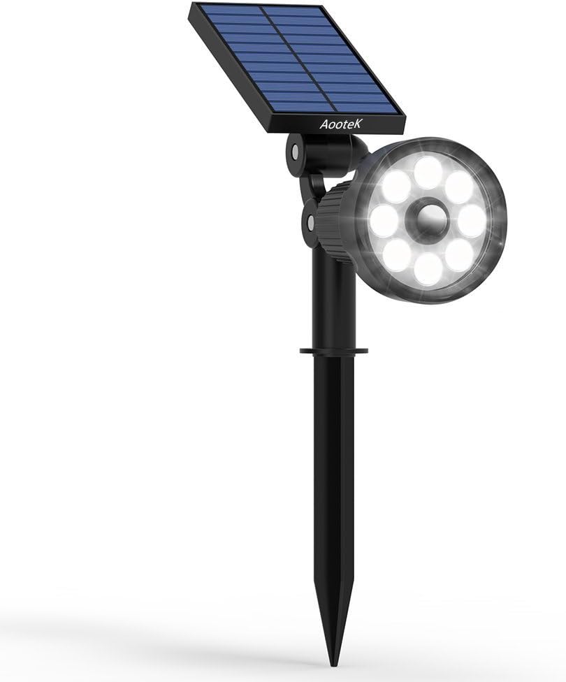 Solar Lights,Aootek 2-in-1 Waterproof 8 LED Engry Saving Solar Spotlight Adjustable Wall Light Landscape Light Security Lighting Dark Sensing Auto On/Off for Patio Deck Yard Garden Driveway Pool Area