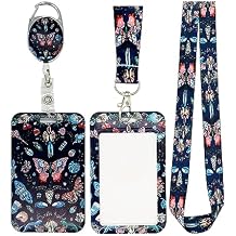 ZOSTLAND 3 in 1 ID Badge Holder with Lanyard and Heavy Duty Retractable Reel,Butterfly Badge Holders with Clip,Card Protector for Nurse Doctor Teacher Student Office Employees Butterfly