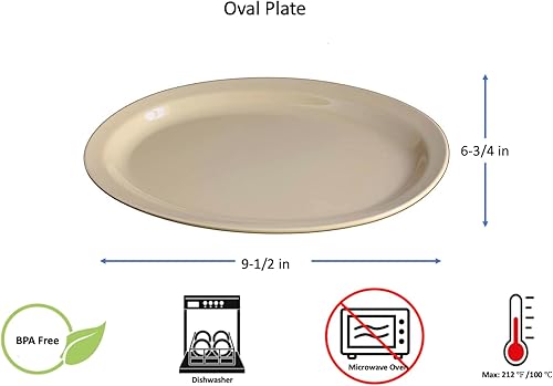 Miniatura 2 de clásico Western melamina oval Platos borde estrecho Platter, 9  12" X 6  34," Blanco o café # 510, Bronceado