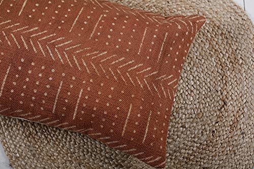 Trade Star Mudcloth Decorative Thick Rug Pillowcases 14X36 Inches Rectangle Farmhouse Cushion Covers 100% Cotton Boho Bedding Throw Pillowcase For Home Decor (14X36 Inches, Rust (Snow)) #TOP2