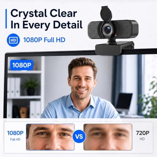 4K UHD Webcam with PDAF Autofocus, Dual Mics, Privacy Cover and Tripod - 1