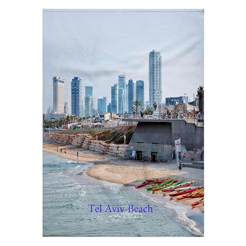 3dRose Tel Aviv Beach & Kayaks Bath Towel 22x30